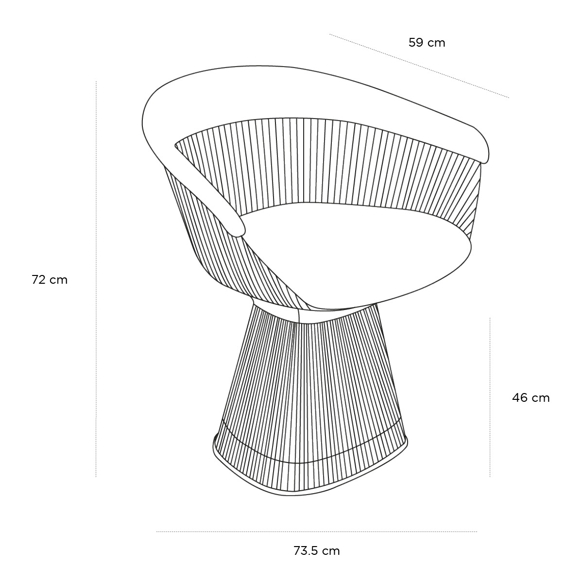 Product schematic Fauteuil Platner Beige