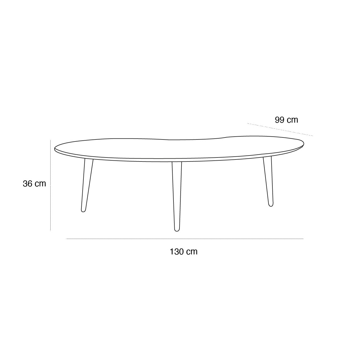 Product schematic Table basse Baya Chêne TGM