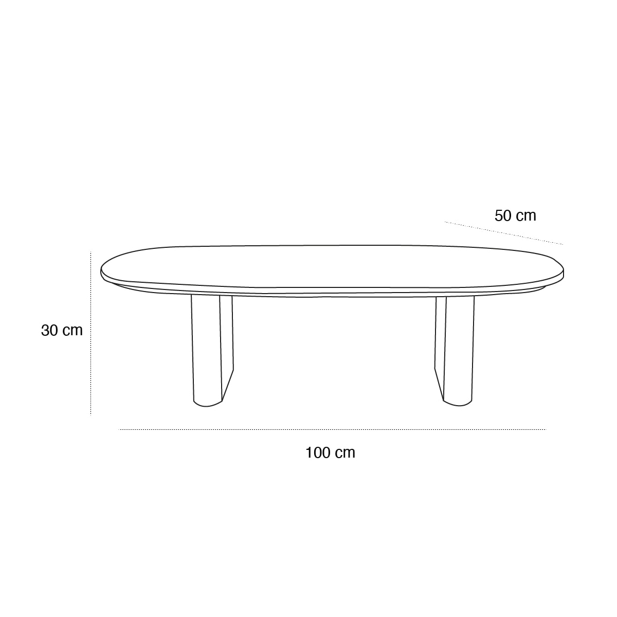 Product schematic Table basse Dawn Frêne Noir