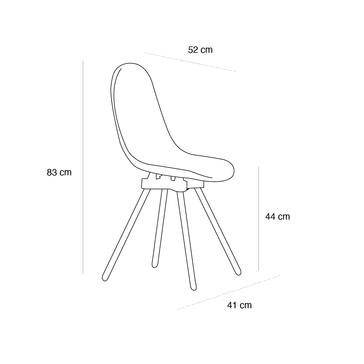 Product schematic Chaise Gravêne Métal Bleu-Canard