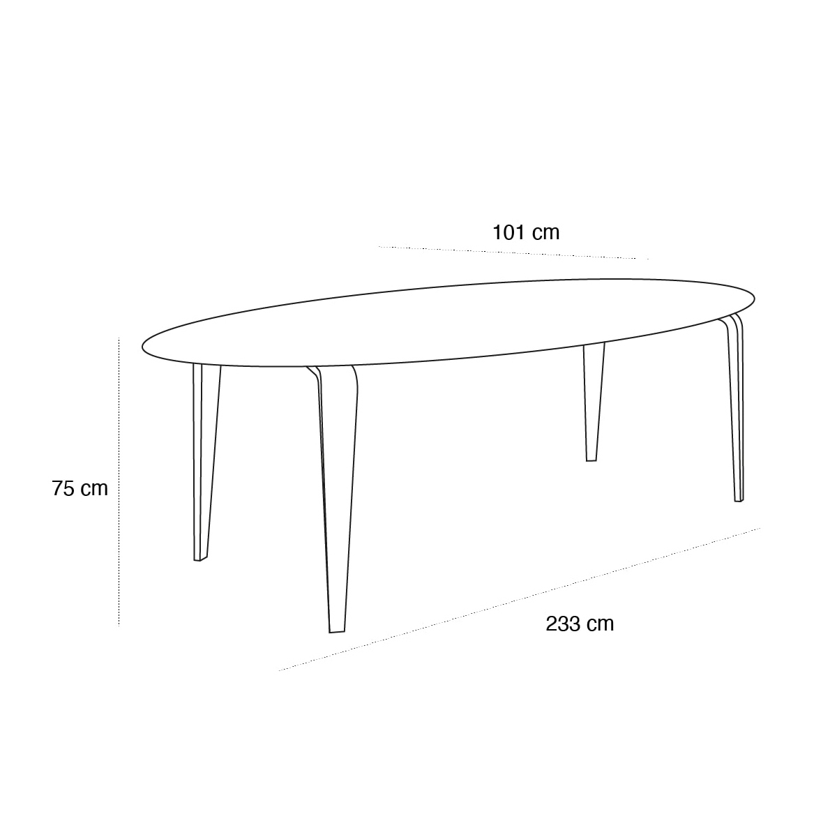 Product schematic Table Cherner ovale