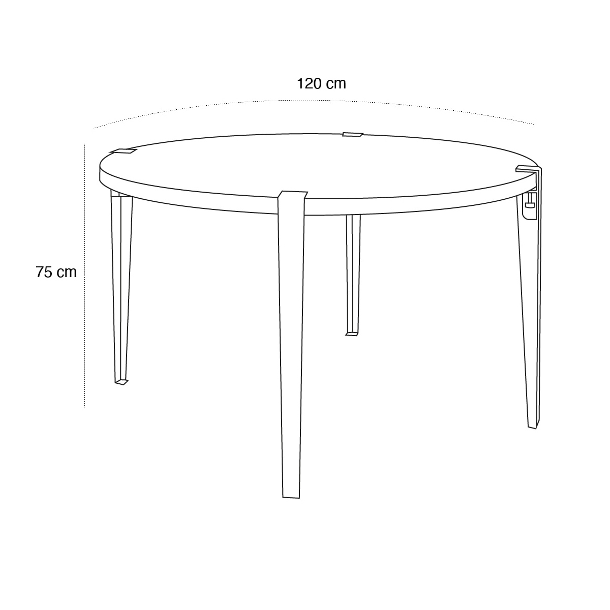 Schéma du produit Table TIPTOE Noir Laiton 120