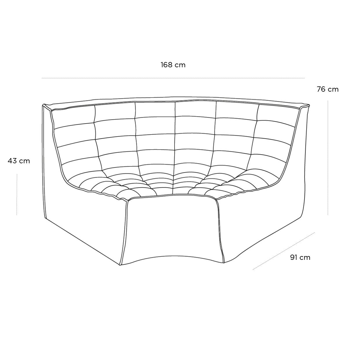 Product schematic Chauffeuse N701 Angle Arrondi Gris foncé