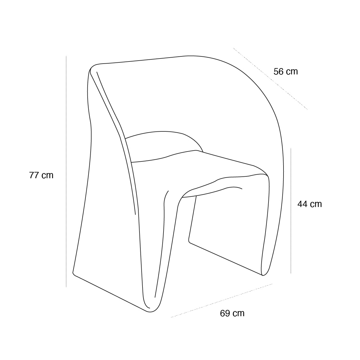 Product schematic Fauteuil Raviolo