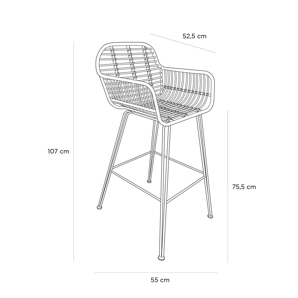 Schéma du produit Tabouret Gili