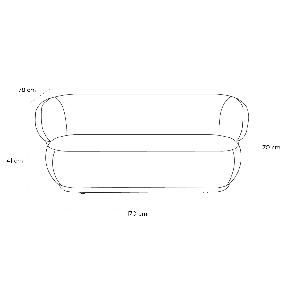 Product schematic Canapé Giulia Rose 2 Places