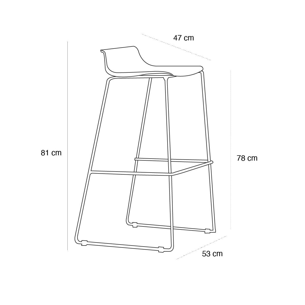 Schéma du produit Tabouret Quid Blanc Mat