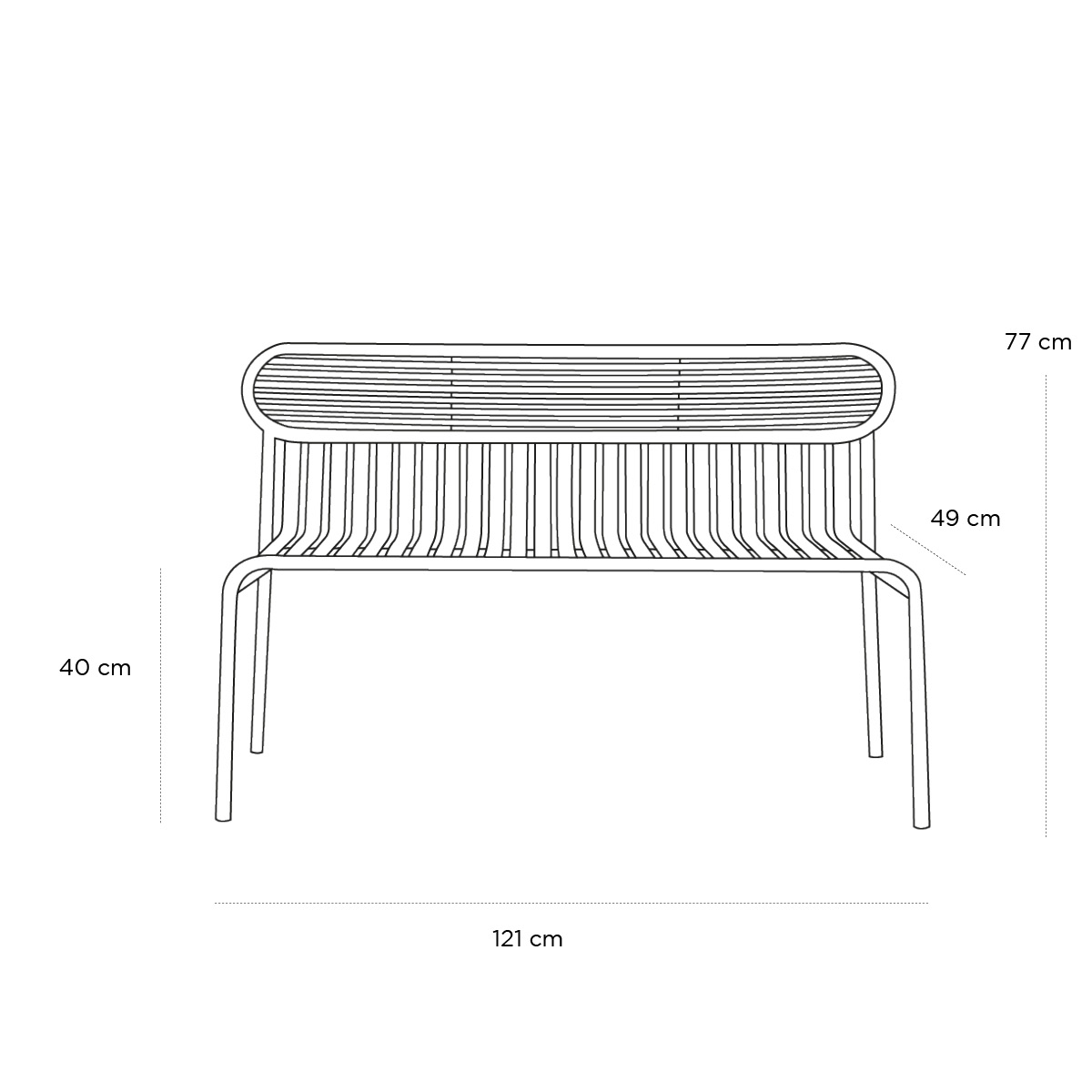 Product schematic Banc Week-end Vert Bouteille