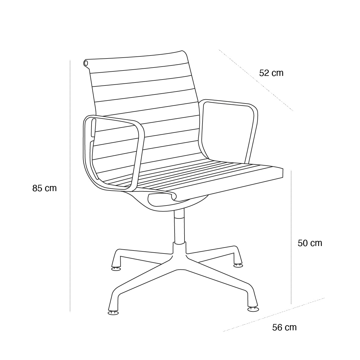 Product schematic Fauteuil de bureau Visiteur Eames