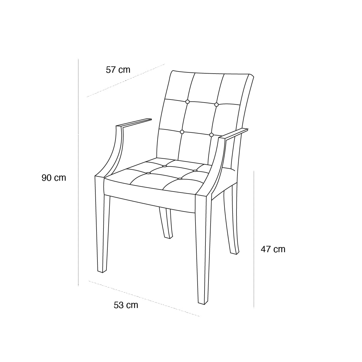 Product schematic Fauteuil Bridge Monseigneur Blanc