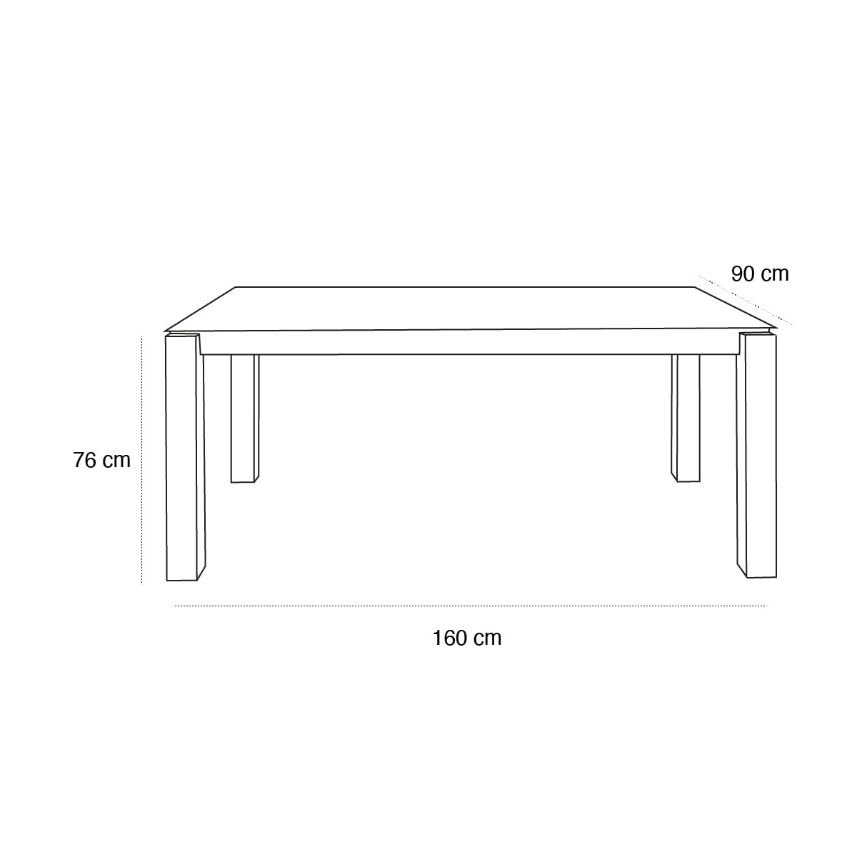 Product schematic Table Slice Dining 160x90