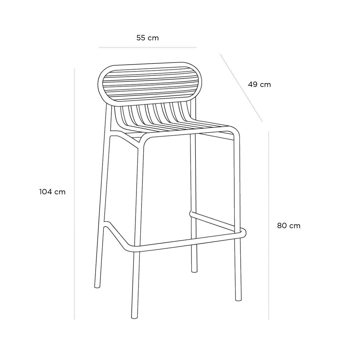 Product schematic Tabouret Week-end Vert Bouteille