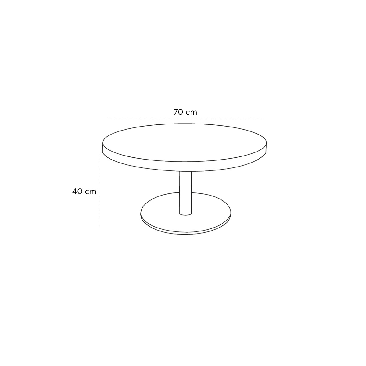 Product schematic Table basse Emaillé Rond Noir